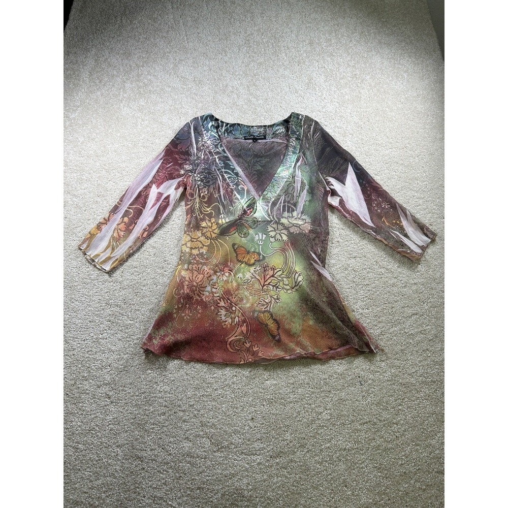 Simply Irresistible Sz L Sheer Babydoll Tunic Fairy Butterfly Boho Goblin Nature